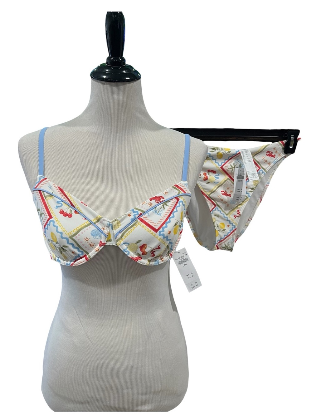 Abercrombie & Fitch Two Piece Tile Print Bikini Top Large Bottom Medium NWT